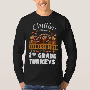 Camiseta Chillin Com Meu segundo De Turkeys Grau Engraçado 