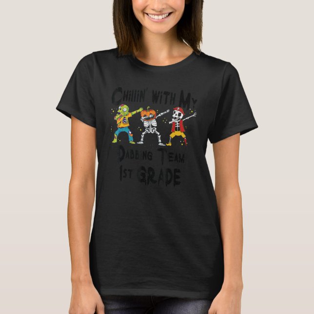 Camiseta Chillin Com Meu Zombie Pumpkin Skeleton Dab 1rua G (Frente)