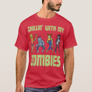 Camiseta Chillin Com Meu Zombies Dia de as Bruxas engraçado