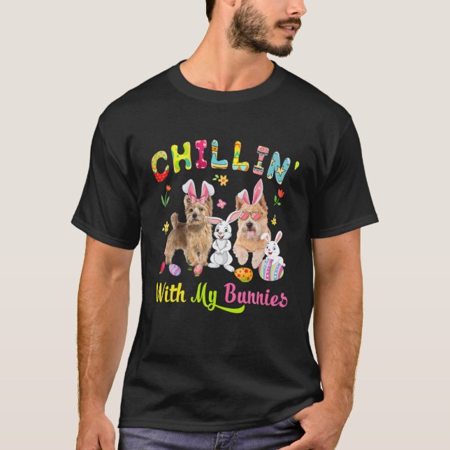 Camiseta Chillin' Com Meus Bunnies Cute Bunny Norwich Terri (Frente)