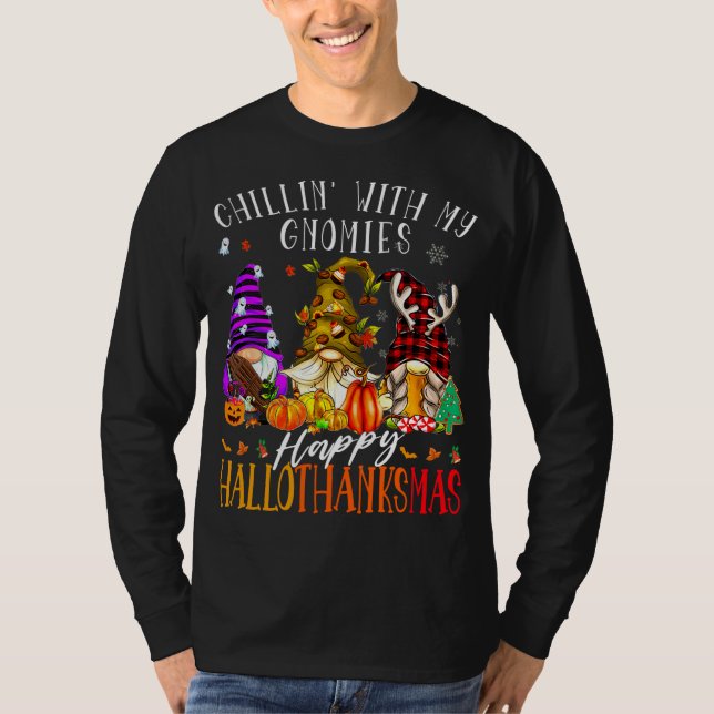 Camiseta Chillin com meus nômades Felizes Hallothanksmas Gn (Frente)