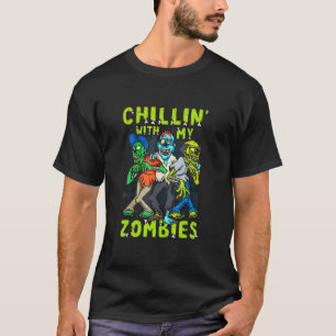 Camiseta Chillin Com Meus Zombies Garotos Do Halloween