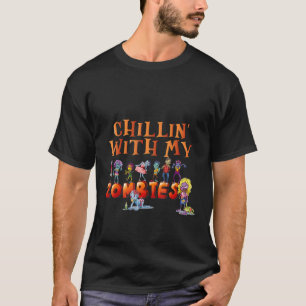 Camiseta Chillin Com Meus Zombies Garotos Do Halloween
