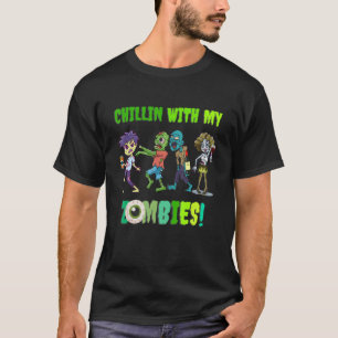 Camiseta Chillin Com Meus Zombies Homens Do Halloween Menin