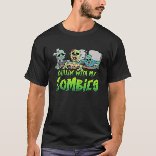 Camiseta Chillin Com Meus Zombies Meninas Halloween Costu
