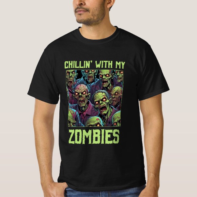 Camiseta Chillin Com O Meu Zombies Halloween (Frente)