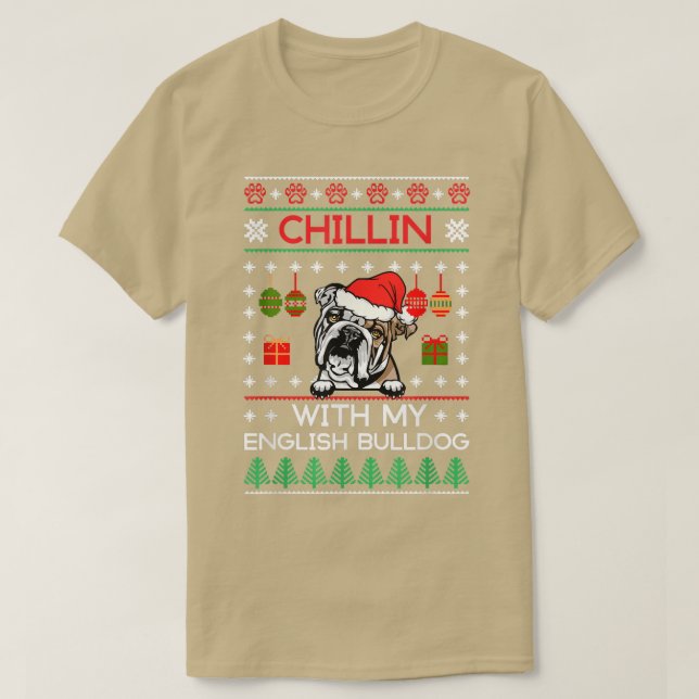 Camiseta Chillin Com Os Meus Papais noeis Ingleses De Bulld (Frente do Design)