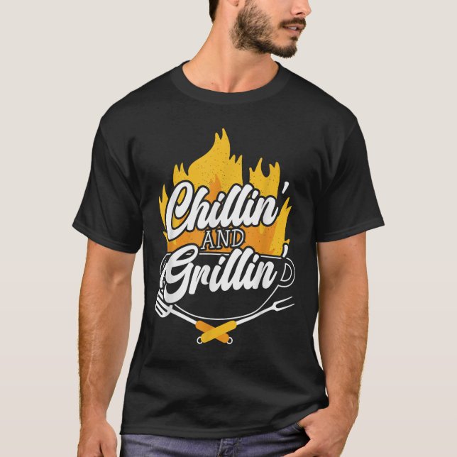 Camiseta Chillin E Grillin Churrasco Grillmaster Barbecue (Frente)