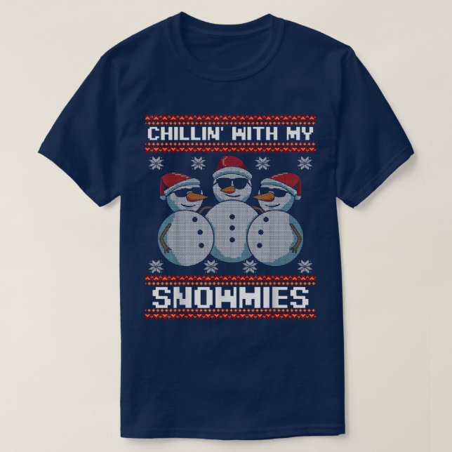 Camiseta Chillin Snowman Com Neves Celebra Feliz (Frente do Design)