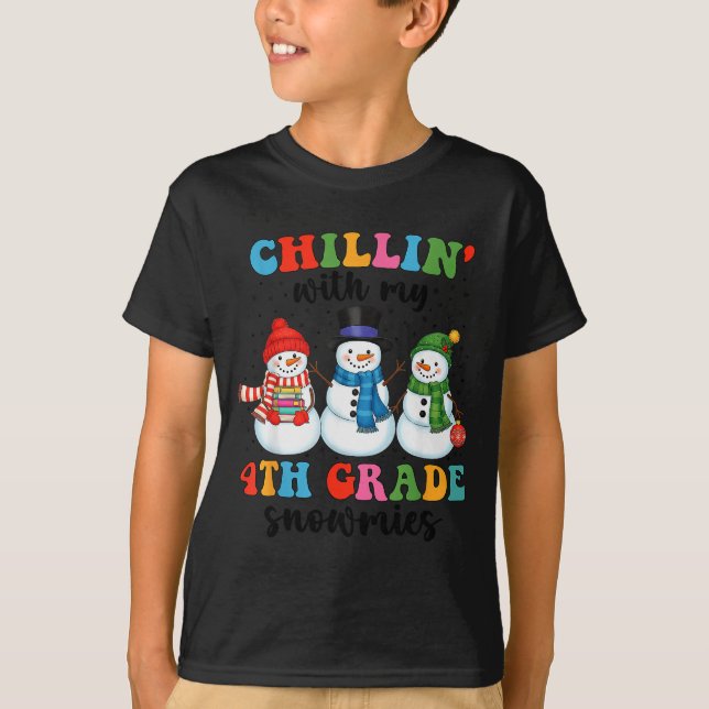 Camiseta Chillin With My 4th Grade Snowmies Christmas Teach (Frente)