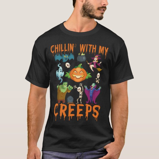 Camiseta Chillin With My Creeps   Halloween Costume (Frente)