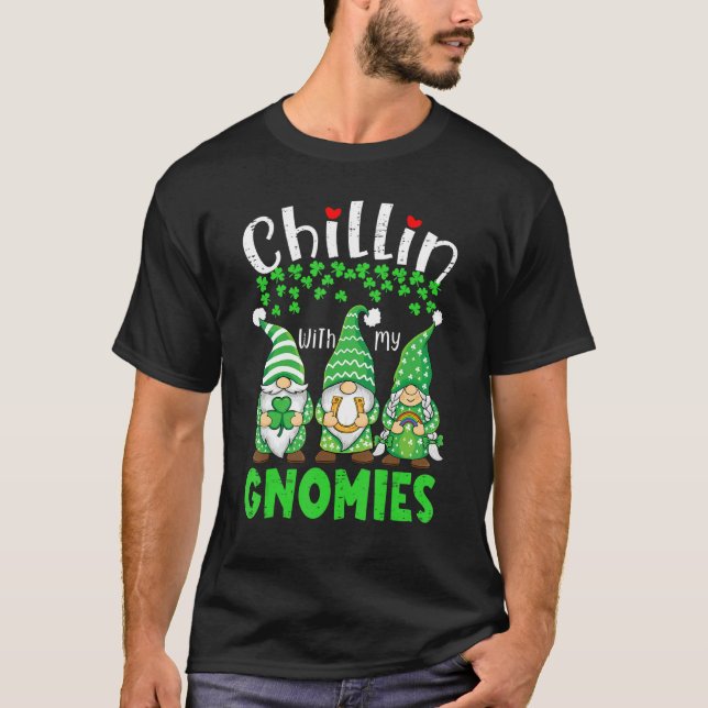 Camiseta Chillin With My Gnomies St Patrick Day Gnomes Gard (Frente)