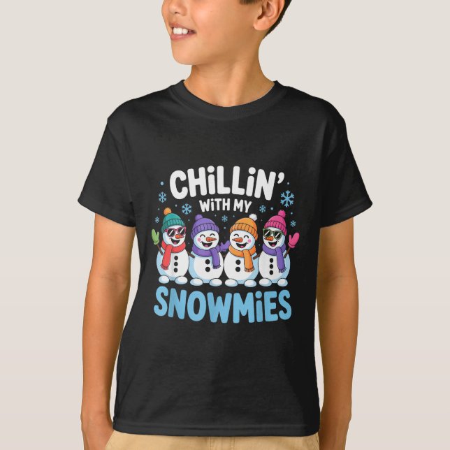 Camiseta Chillin With My Snowmies Funny Winter Snow Friends (Frente)