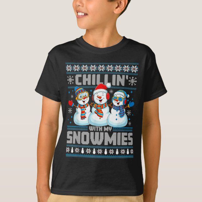 Camiseta Chillin' With My Snowmies Funny Xmas Snowman Chris (Frente)