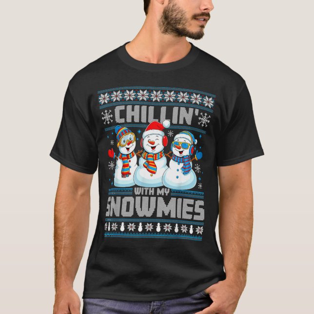 Camiseta Chillin' With My Snowmies Funny Xmas Snowman Chris (Frente)