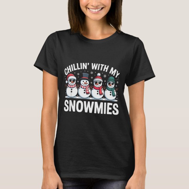 Camiseta Chillin With My Snowmies Xmas Snowman Boys Girls M (Frente)