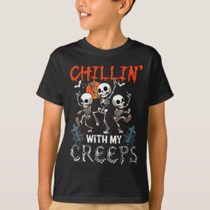 Camiseta Chilling Com Meu Creeps Halloween Três Horrores Sk