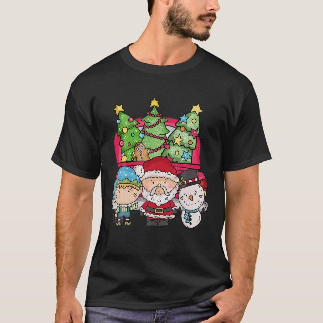 Camiseta Chilling' Com Papais noeis Garoto Snowman Red Car  (Frente)