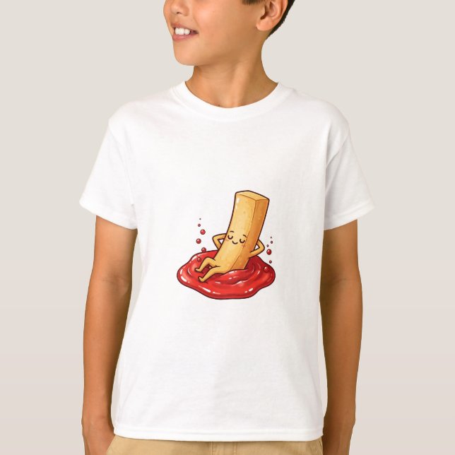 Camiseta Chilling French Fry Ketchup Spa Day Kids (Frente)