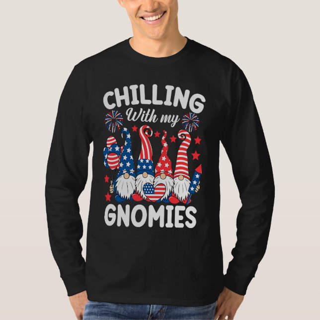 Camiseta Chilling With My Gnomies 4th of July  Gnome Us Fla (Frente)