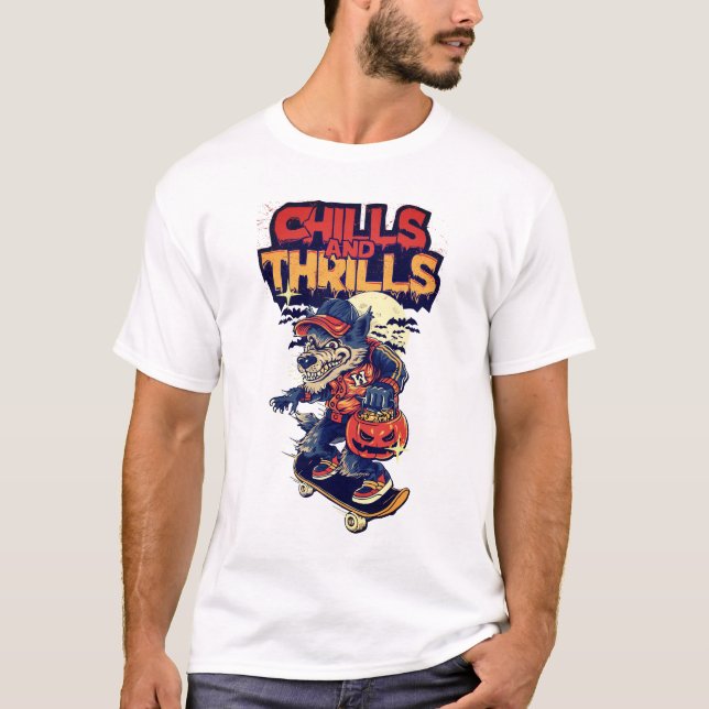 Camiseta  Chills & Thrills Spooky Halloween Graphic Tee (Frente)