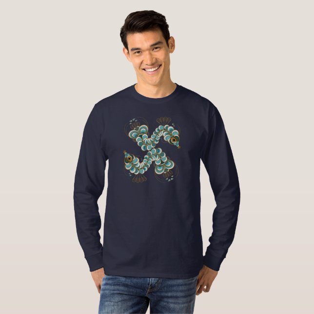Camiseta Chimera - Cavalo-marinho-Peacock Unisex Long Sleev (Frente Completa)