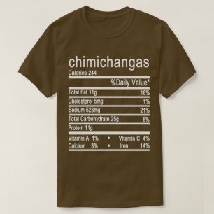 Camiseta Chimichangas Rótulo de Fatos Nutricionais