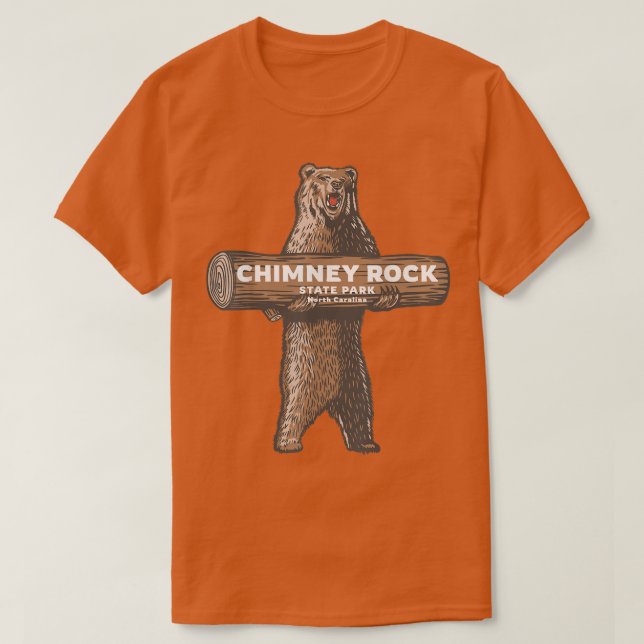Camiseta Chimney Rock State Park Carolina do Norte Bear Vac (Frente do Design)