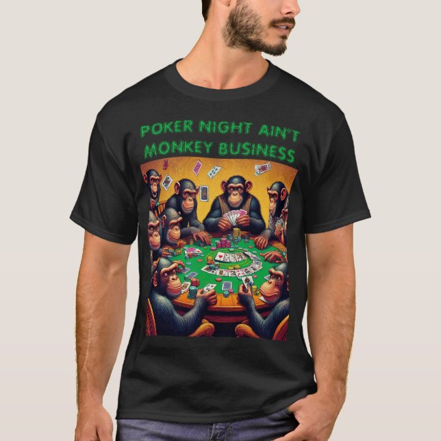 Camiseta Chimp Engraçado 'Poker Night' (Frente)