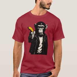 Camiseta chimpancé rebelde com arma de banana