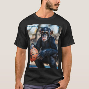 Camiseta Chimpanzé Basquete Macaco Engraçado