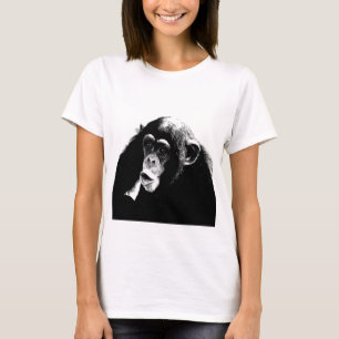 Camiseta Chimpanzé Branco Preto