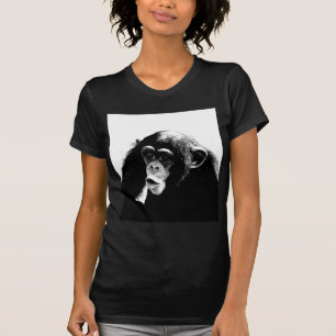Camiseta Chimpanzé Branco Preto