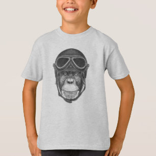 Camiseta Chimpanzé do capacete do vintage
