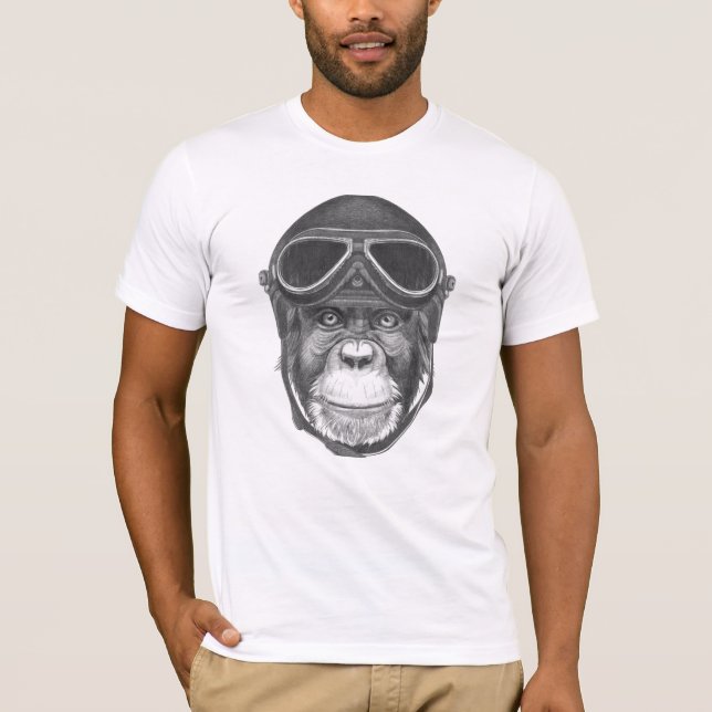Camiseta Chimpanzé do capacete do vintage (Frente)