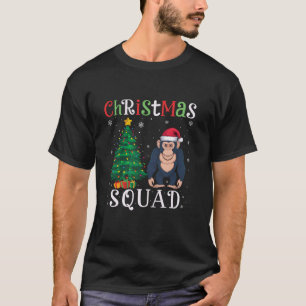 Camiseta Chimpanzé Esquadrão Meninas Crianças Árvore de Nat