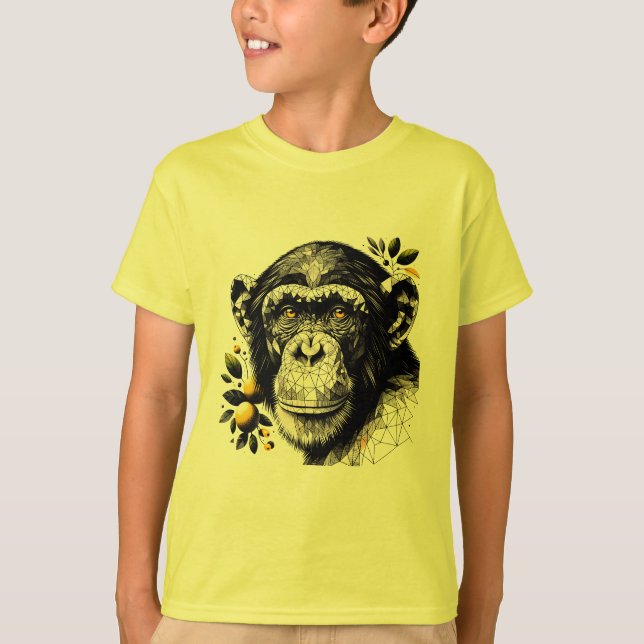Camiseta Chimpanzé geométrico com Impressão de Arte de Limõ (Frente)