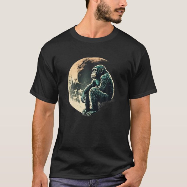 Camiseta Chimpanzé Macaco Floresta Selvagem Animal Retro Vi (Frente)
