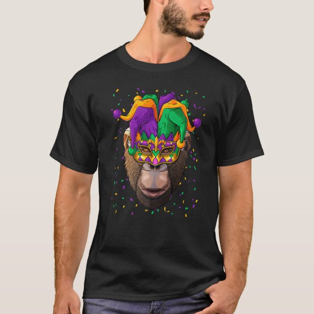 Camiseta Chimpanzé Mardi Gras Carnaval de Carnaval (Frente)