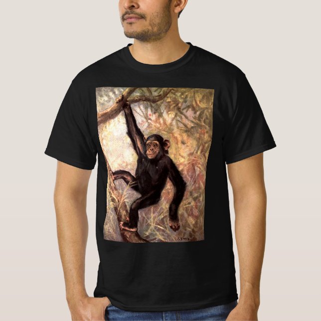 Camiseta Chimpanzé por CE Swan, Animais Selvagens da Selva  (Frente)