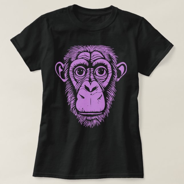 Camiseta Chimpanzé Roxo Não Chimpanzé Macaco (Frente do Design)