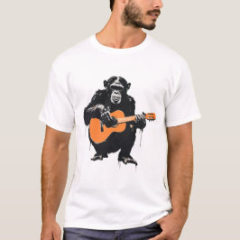 Camiseta chimpanzé tocando guitarra