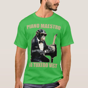 Camiseta Chimpanzee Chimp Piano Maestro Em Tuxedo Vest Fu