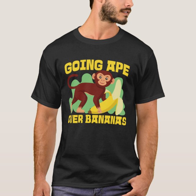 Camiseta Chimpanzee Going Ape Over Bananas (Frente)