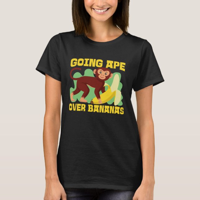 Camiseta Chimpanzee Going Ape Over Bananas (Frente)