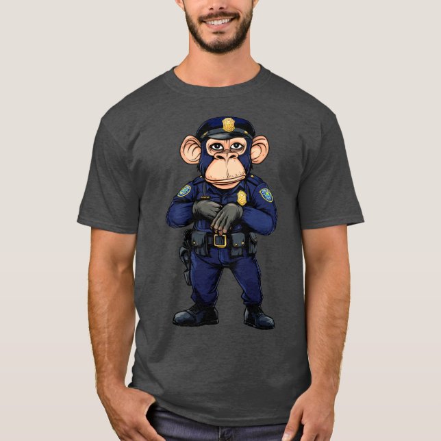 Camiseta Chimpanzee police monkey - chimpanzee T-Shirt (Frente)