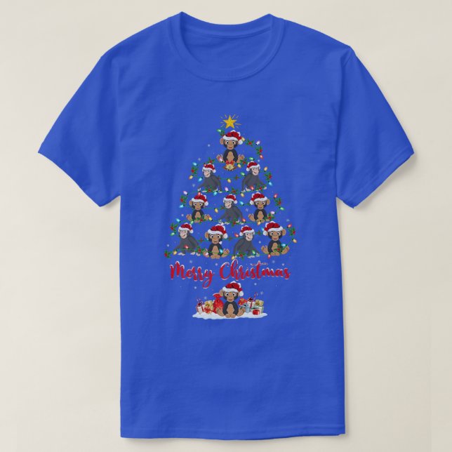 Camiseta Chimpanzee Xmas Matching Santa Chimpanzee Christma (Frente do Design)