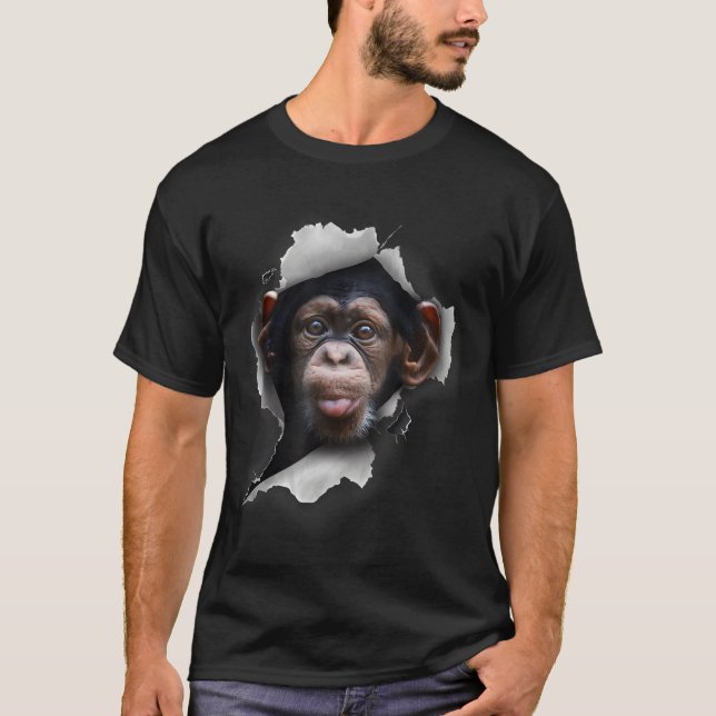 Camiseta Chimpanzés Engraçado, Macaco Engraçado, Macaco Chi (Frente)