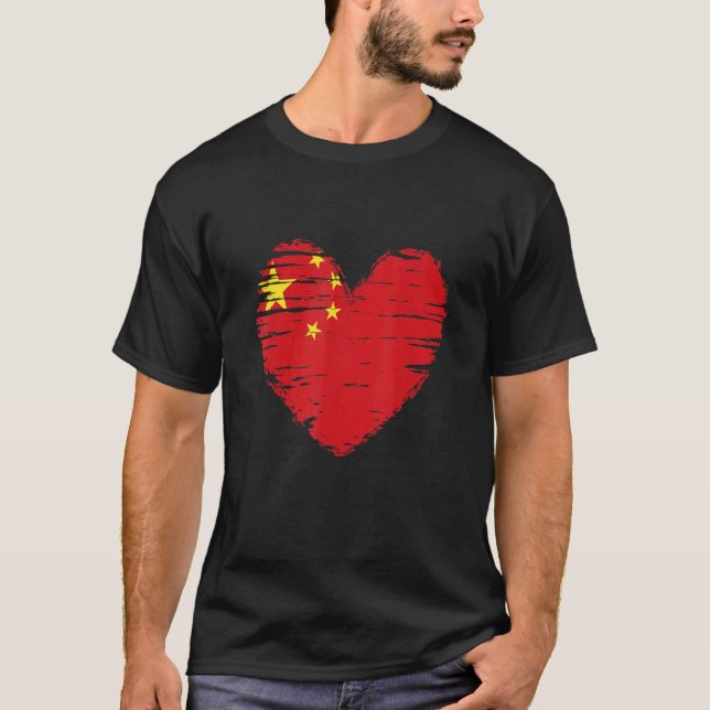 Camiseta China Heart Chinese Flag Pride Chinês (Frente)