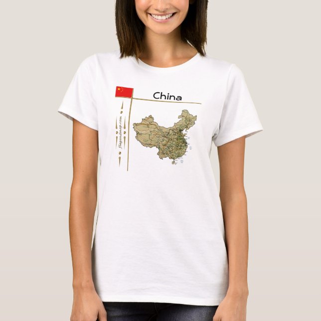 Camiseta China Mapa + Bandeira + Título (Frente)